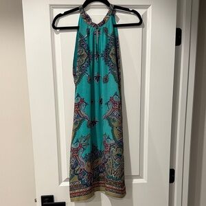 Papillon Blanc Teal and Beige Dress